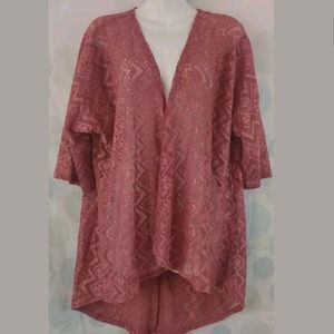 LuLaRoe Lace Pink Lindsay Open Front Cardigan SM